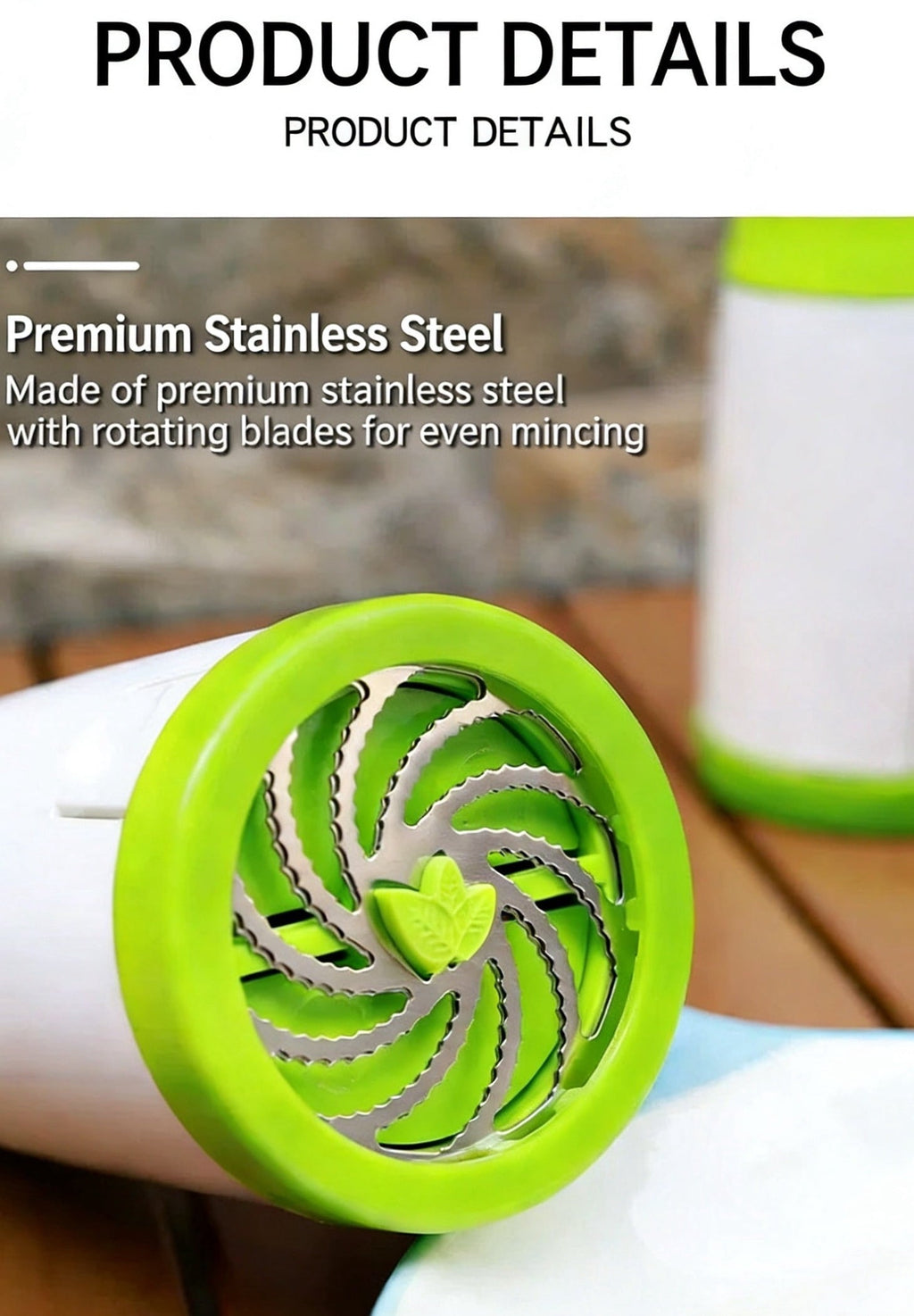 Manual Herb Grinder & Spice Mill, Stainless Steel Parsley Shredder & Vegetable Chopper, Handheld Herb Grinder for Fre... - Image 4
